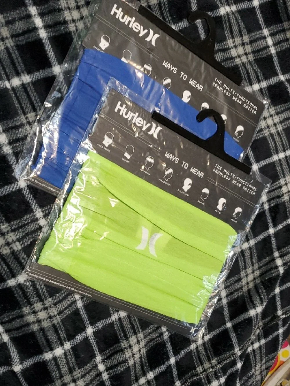 Hurley Seamless Neck Gaiters - Blue & Lime Green